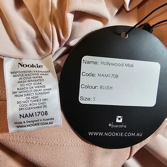 Nookie Womans size S Hollywood Midi Dress in Blush Pink Sheath Halter Lined NEW - Picture 6 of 7